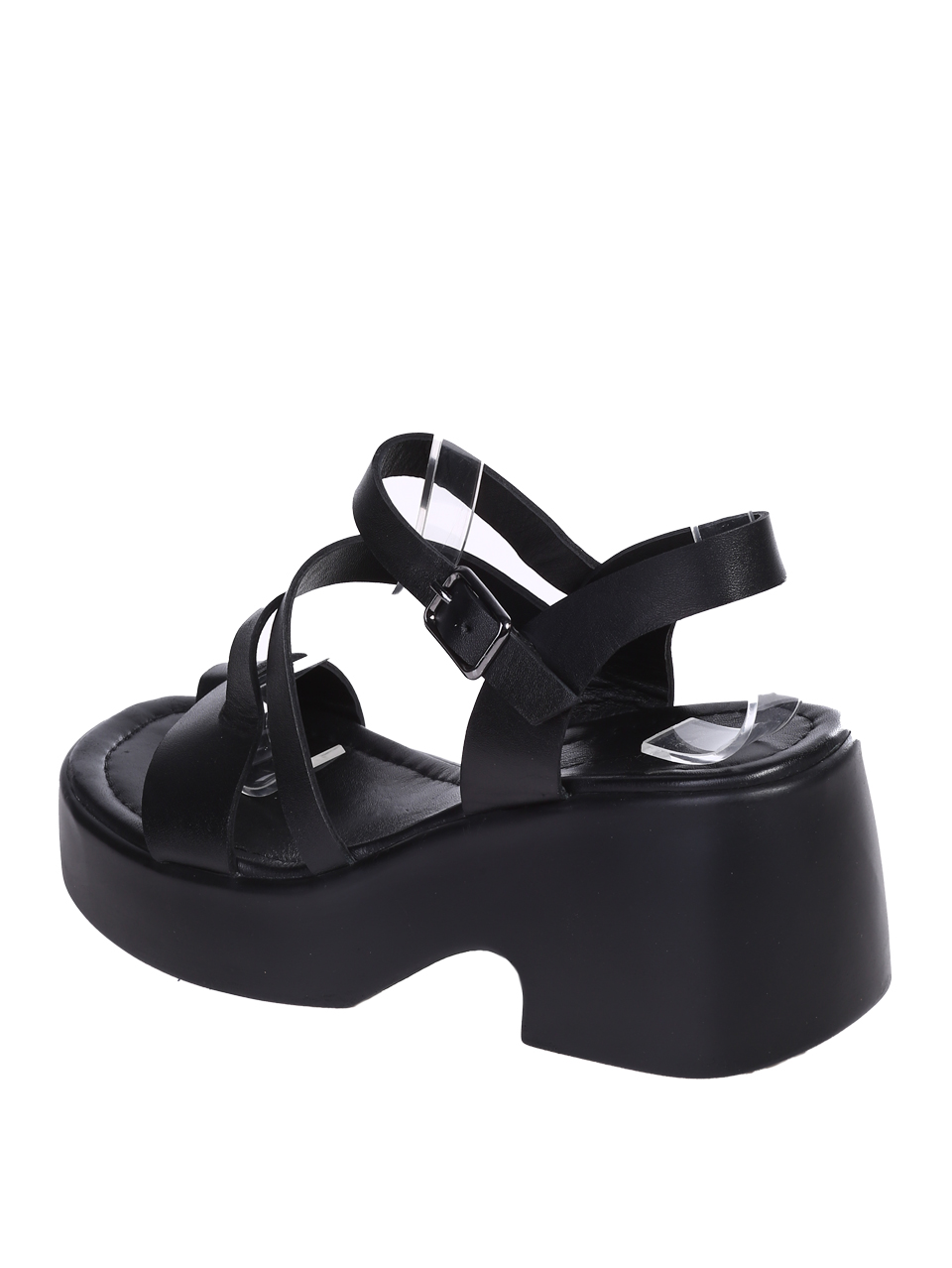 Ежедневни дамски сандали от естествена кожа в черно 4AT-26232 black