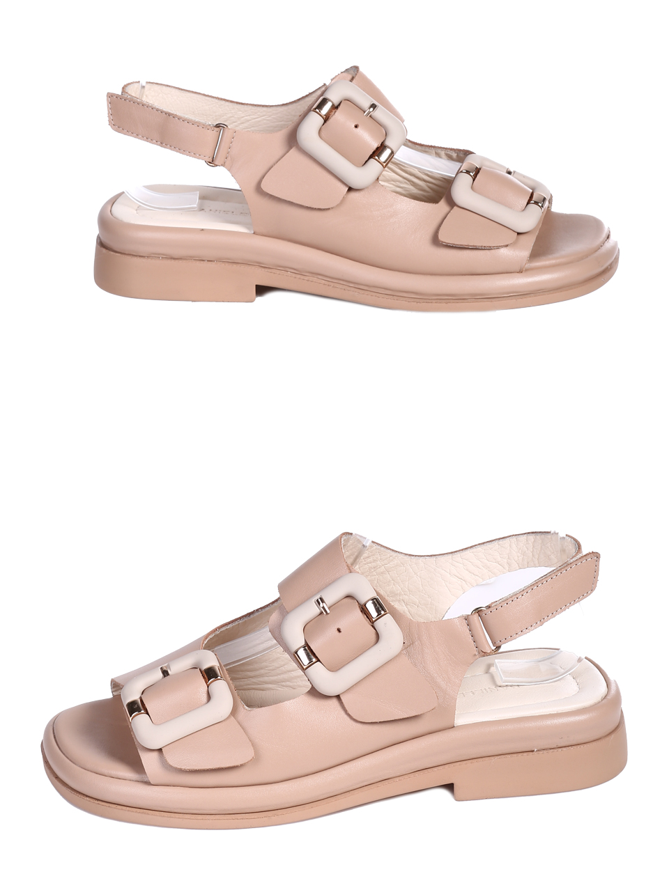 Ежедневни дамски от естествена кожа в бежово 4AT-26233 nude