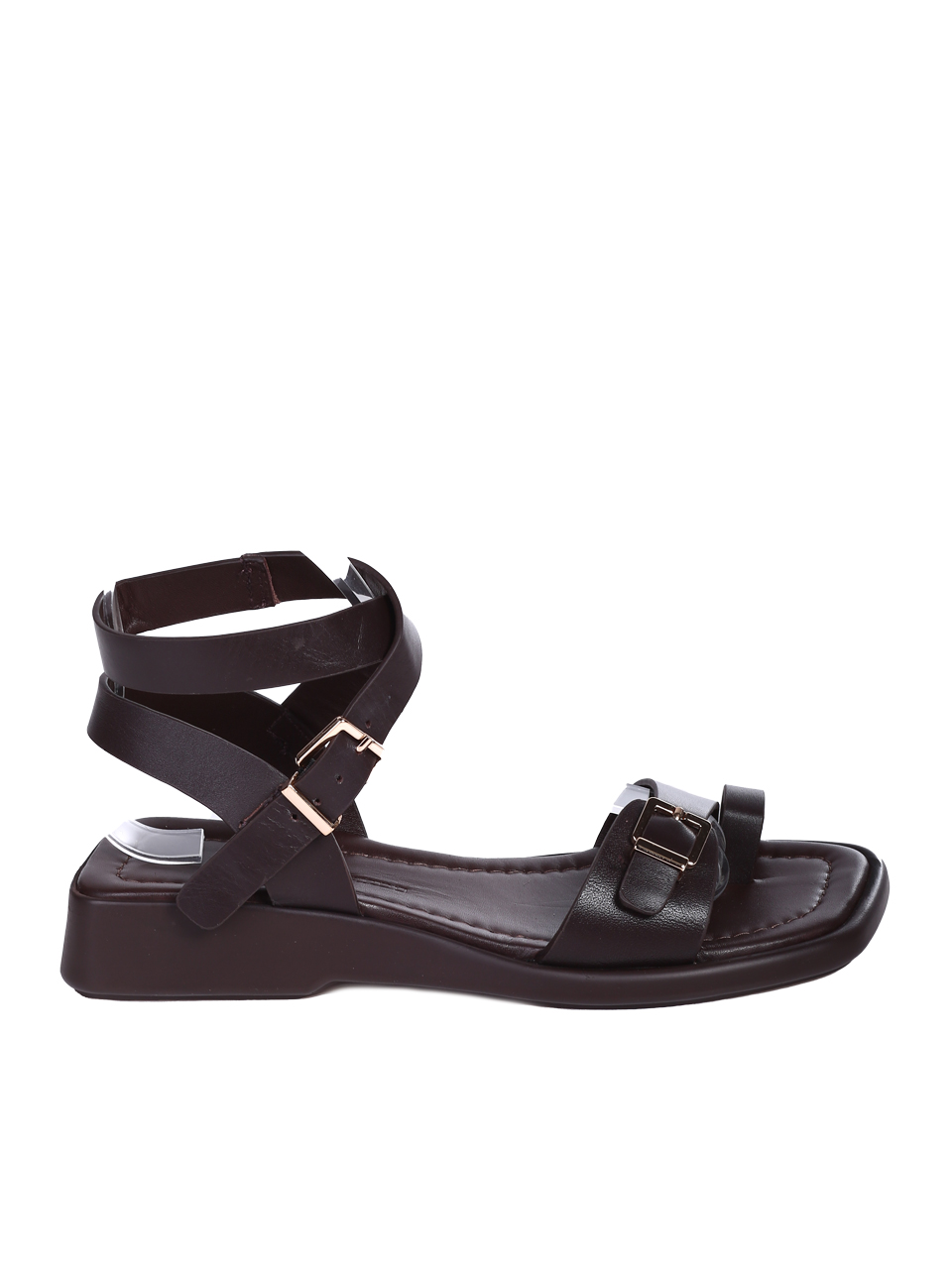 Ежедневни дамски сандали от естествена кожа в кафяво 4AT-26238 brown