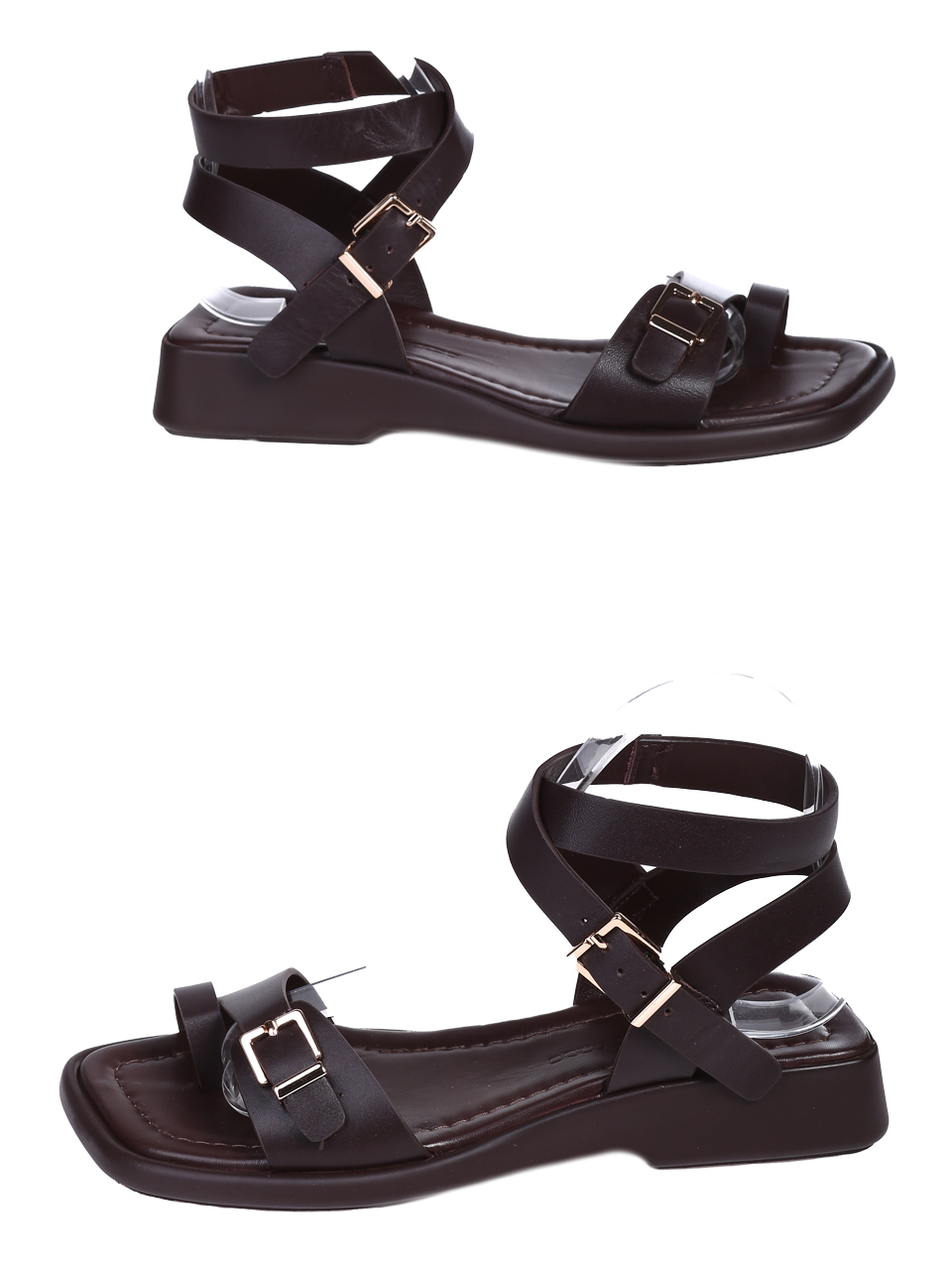 Ежедневни дамски сандали от естествена кожа в кафяво 4AT-26238 brown