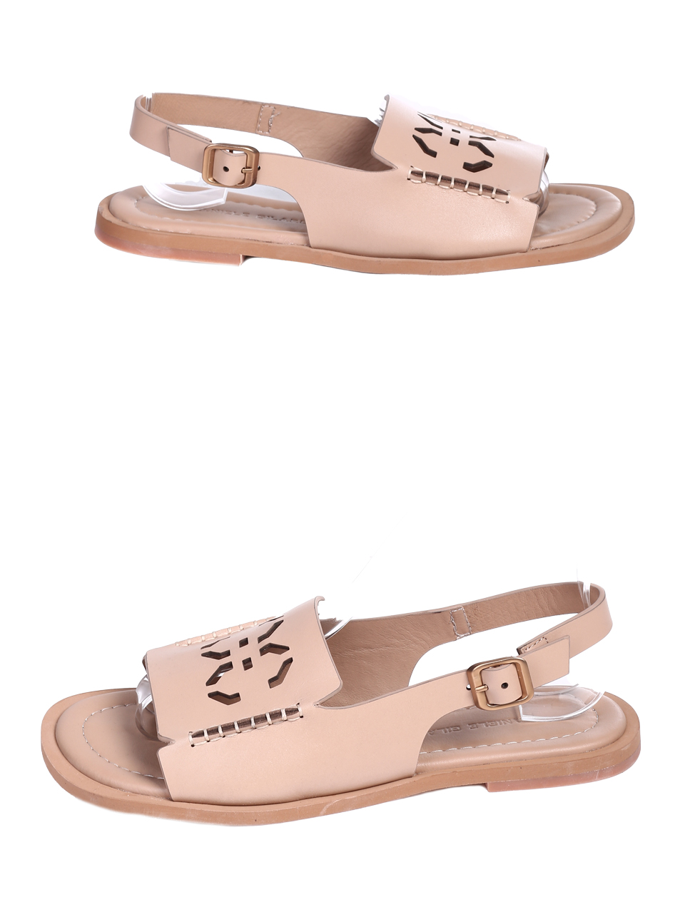 Ежедневни дамски сандали от естествена кожа в бежово 4AT-26240 nude