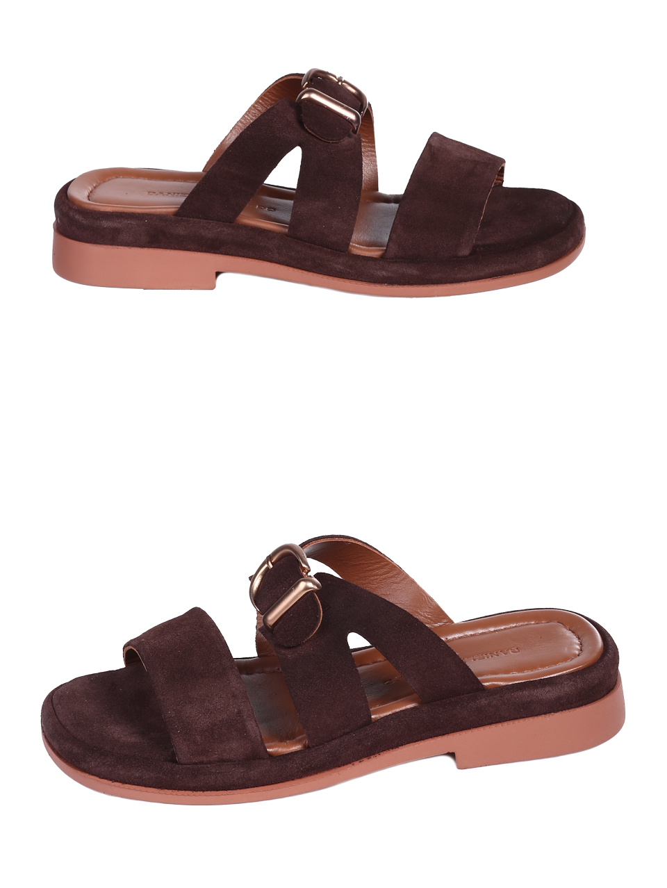 Ежедневни дамски чехли от естествен велур в кафяво 5AT-26237 brown