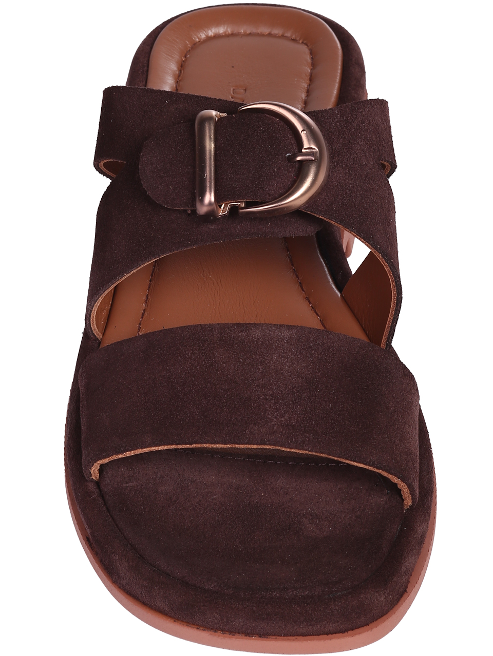 Ежедневни дамски чехли от естествен велур в кафяво 5AT-26237 brown