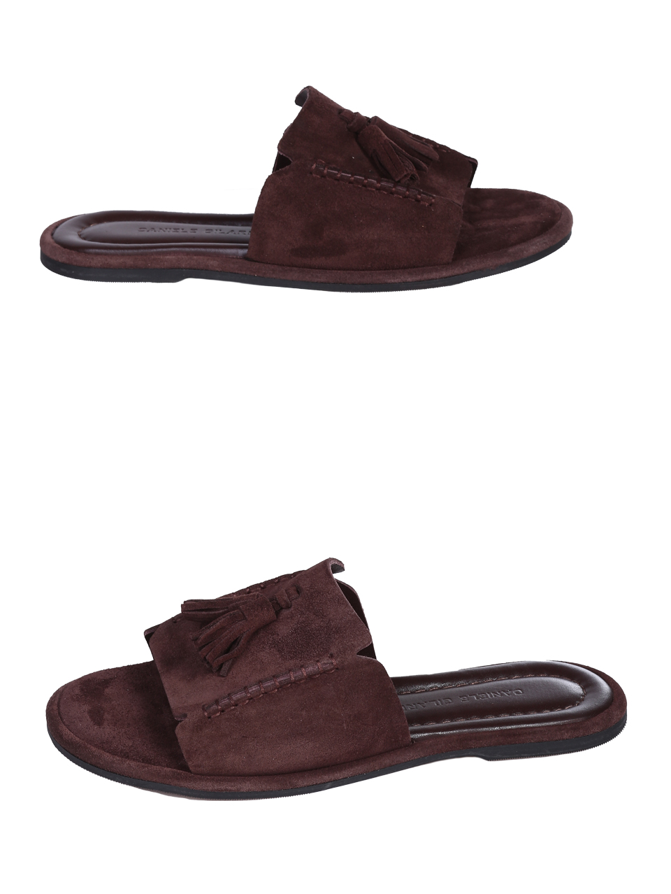 Ежедневни дамски чехли от естествен велур в кафяво 5AT-26241 brown su