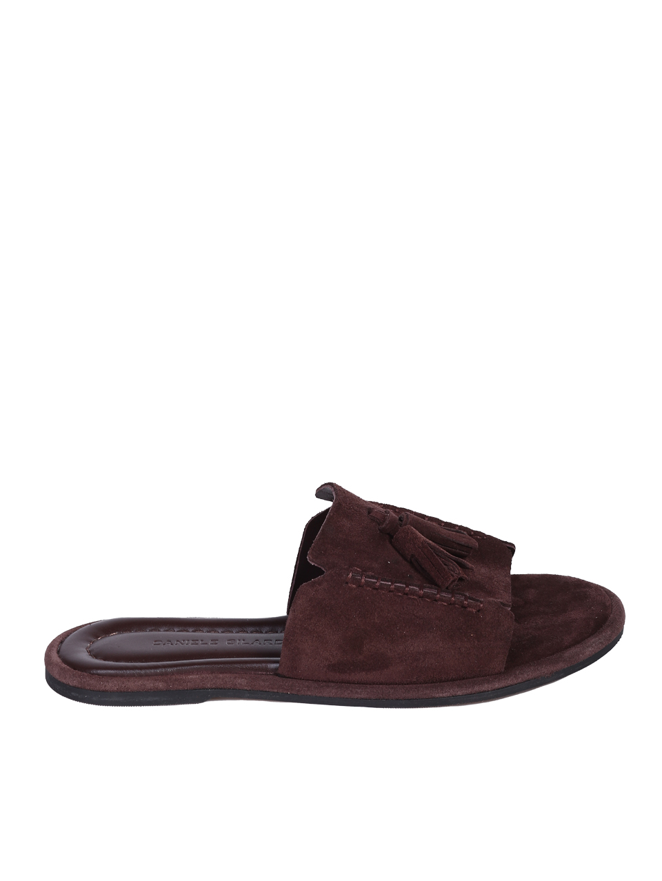 Ежедневни дамски чехли от естествен велур в кафяво 5AT-26241 brown su