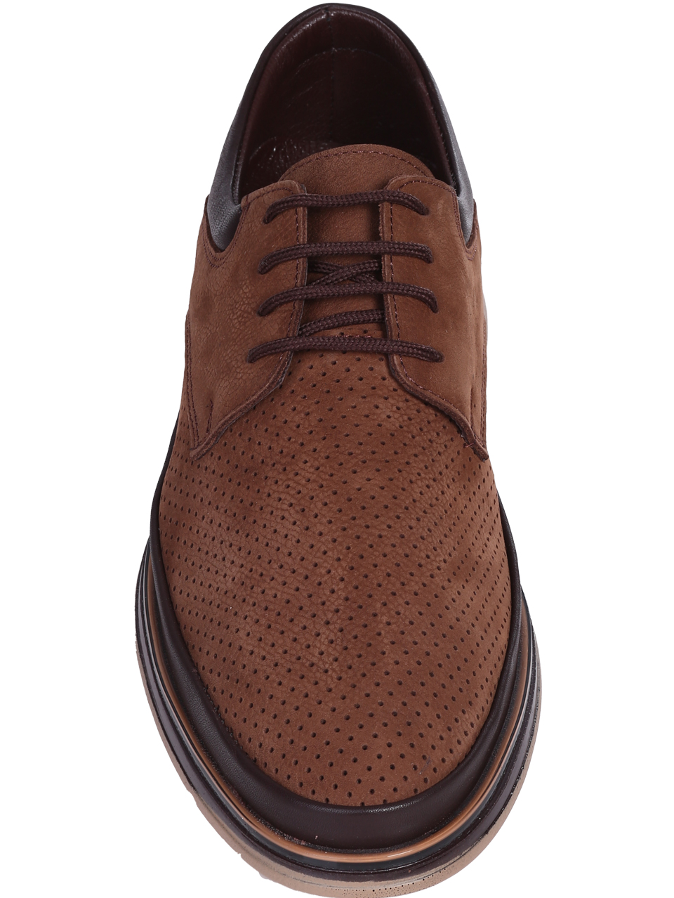 Ежедневни мъжки обувки от естествен набук в кафяво 7AT-26318 brown