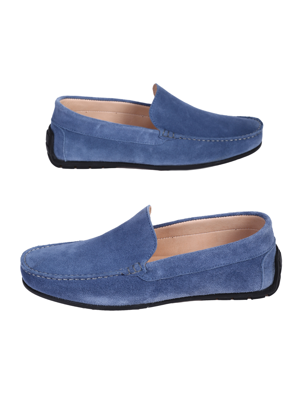 Ежедневни мъжки обувки от естествен велур в синьо 7AT-26299(25355) denim