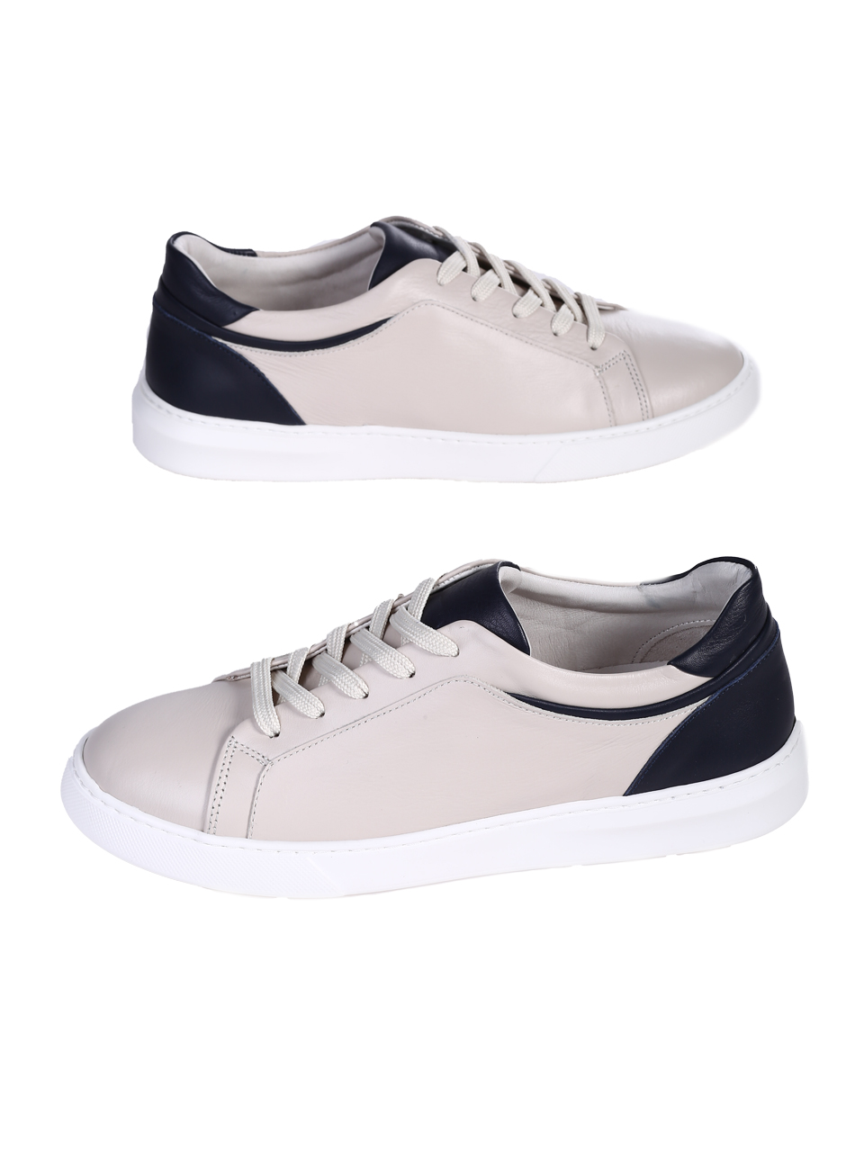 Ежедневни мъжки обувки от естествена кожа в бежово 7AT-26304 beige