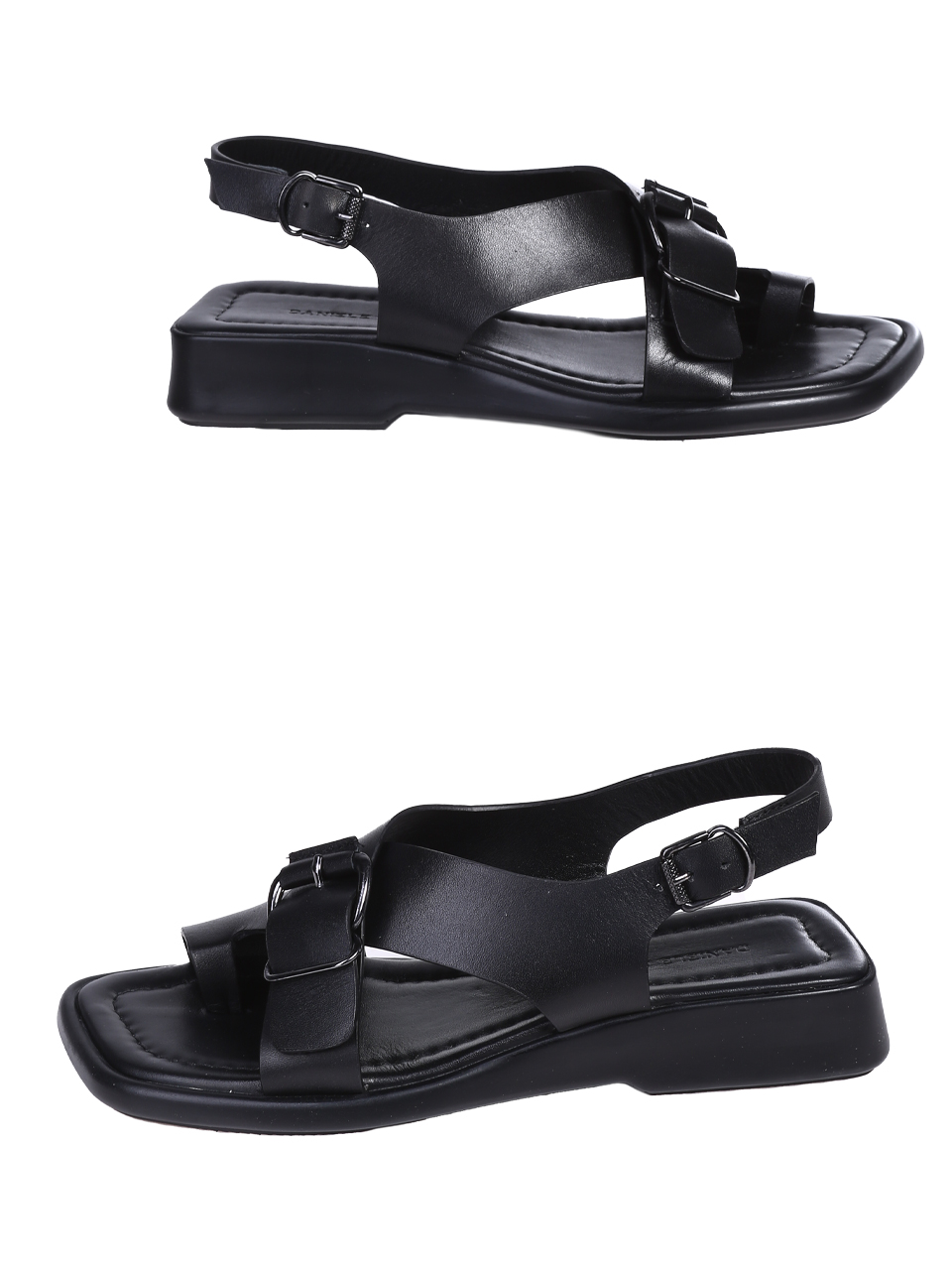 Ежедневни дамски сандали от естествена кожа в черно 4AT-26236 black