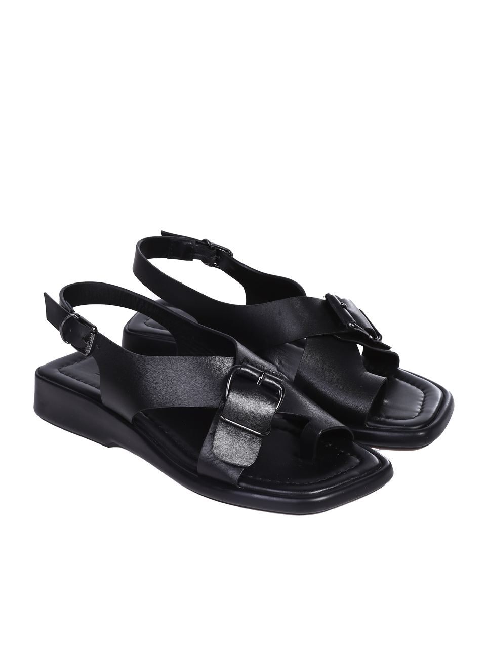 Ежедневни дамски сандали от естествена кожа в черно 4AT-26236 black