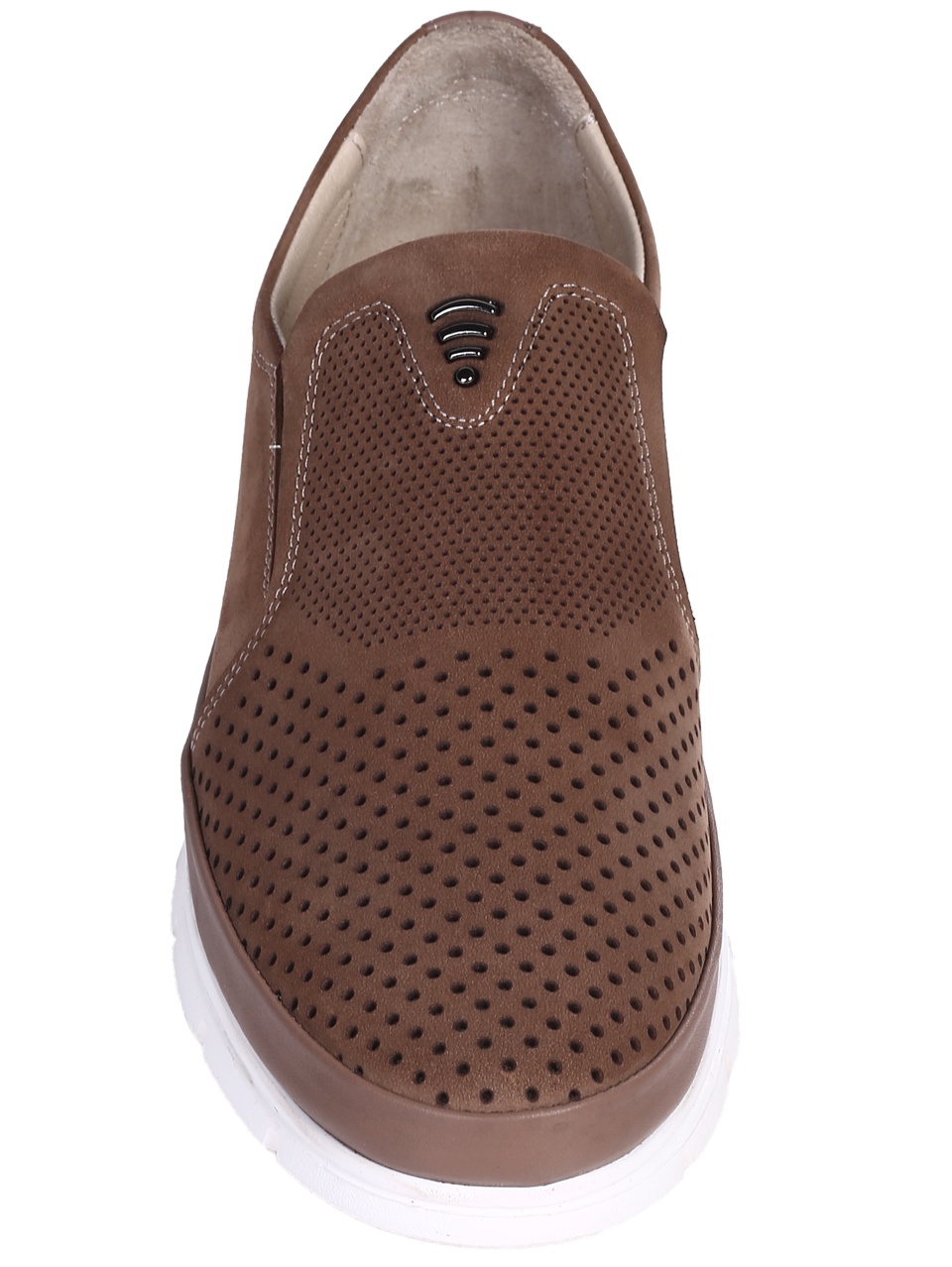 Ежедневни мъжки обувки от естествен набук в кафяво 7AT-26314 taupe