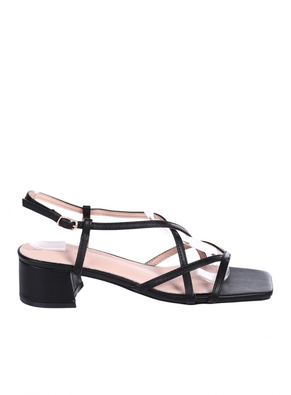 Ежедневни дамски сандали, на ток, в черно 4M-26048 black