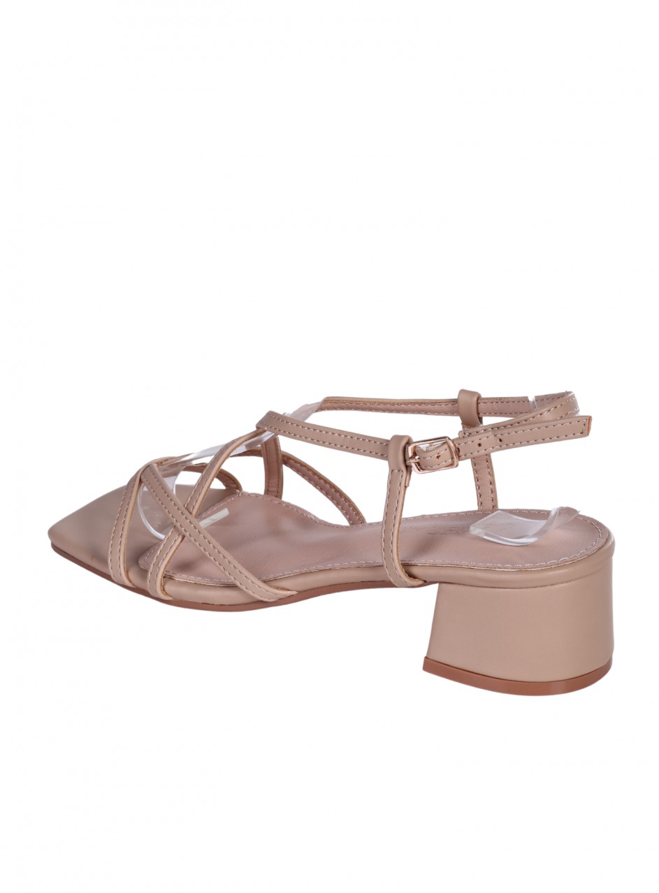 Ежедневни дамски сандали, на ток, в бежово 4M-26048 beige