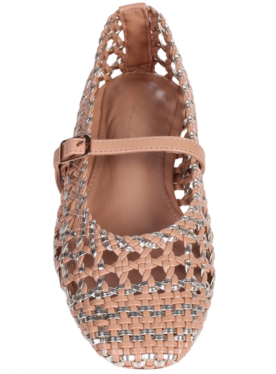 Ежедневни дамски обувки в бежов/златист цвят 3M-26087 beige/gold