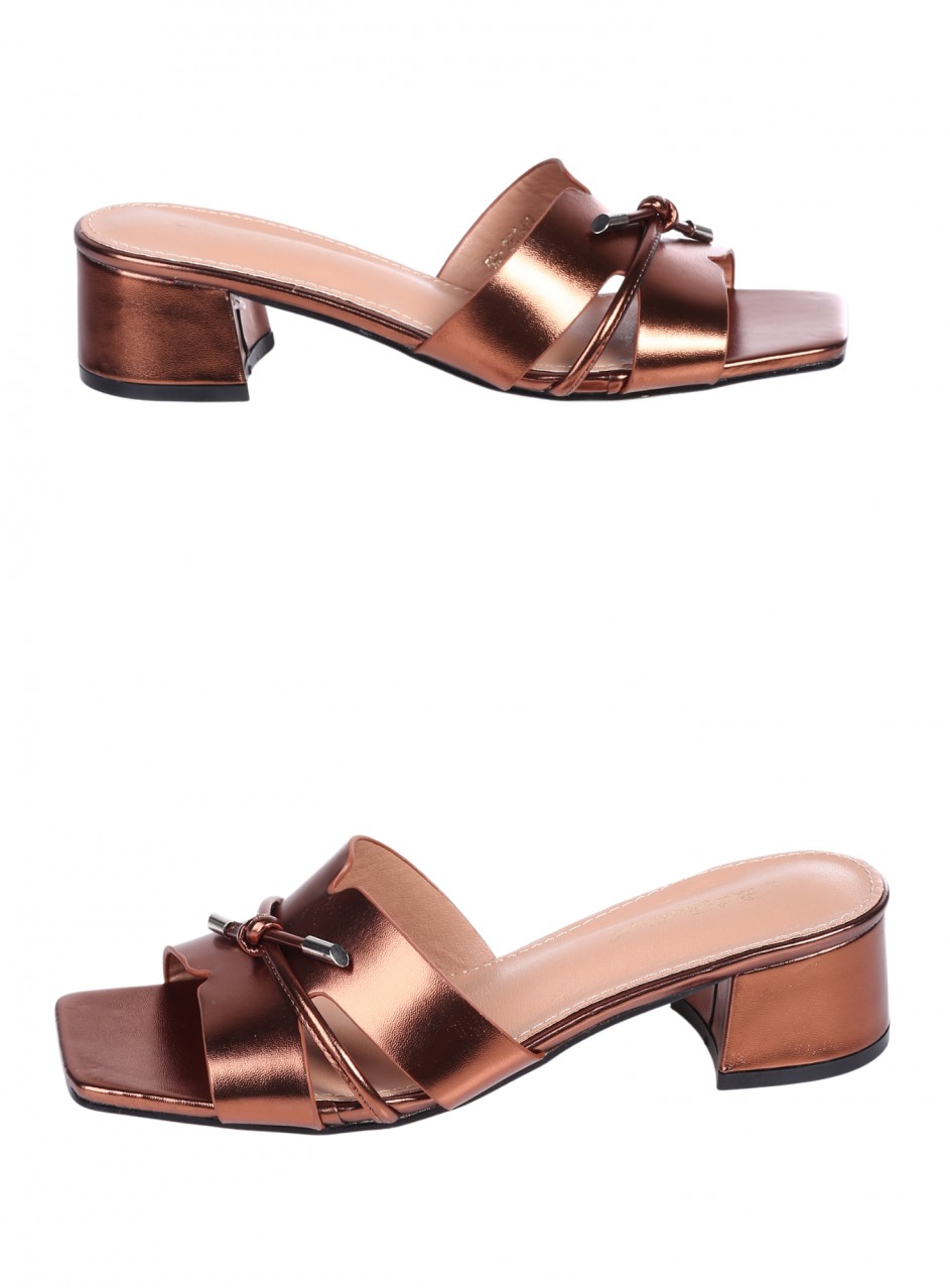 Ежедневни дамски чехли, на ток 5M-26049 bronze