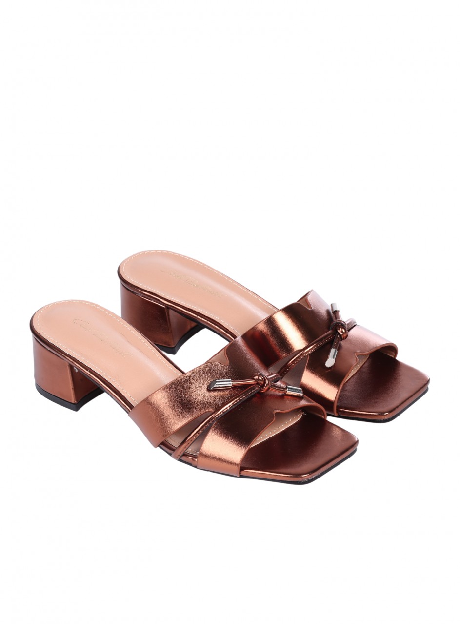 Ежедневни дамски чехли, на ток 5M-26049 bronze