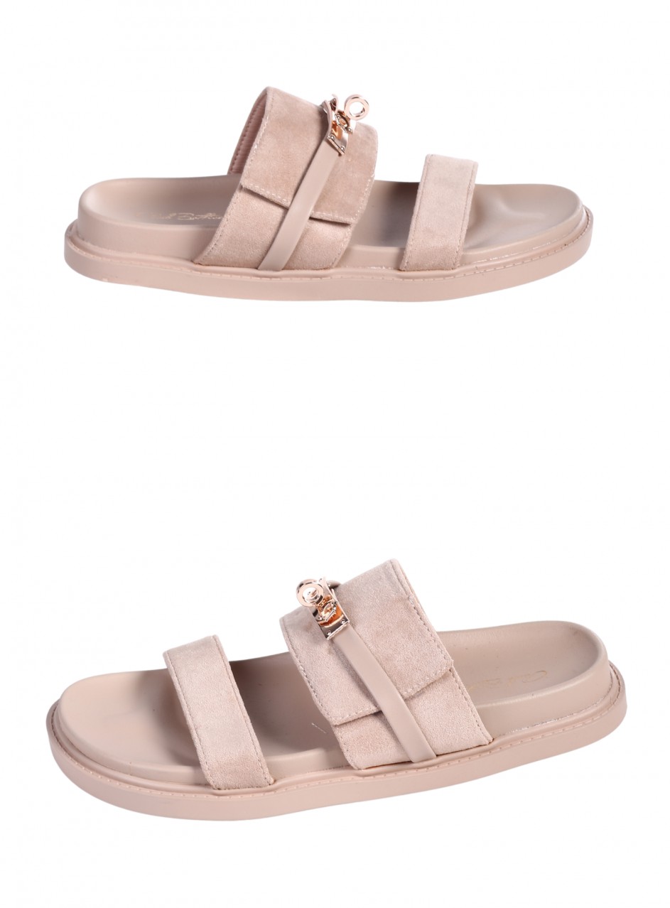 Ежедневни дамски чехли в бежово 5M-26051 beige 