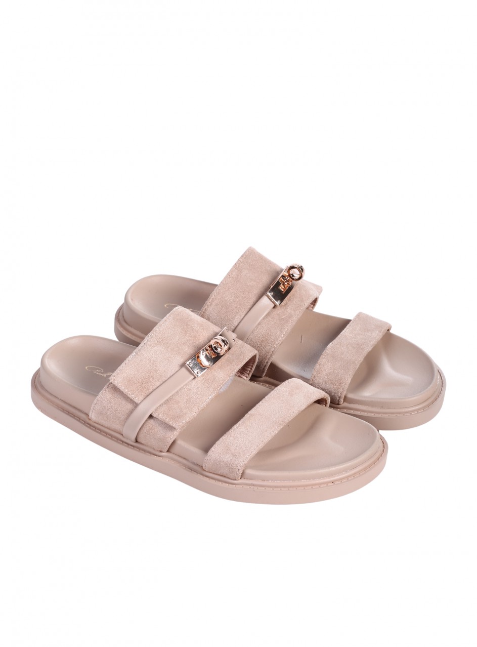 Ежедневни дамски чехли в бежово 5M-26051 beige 