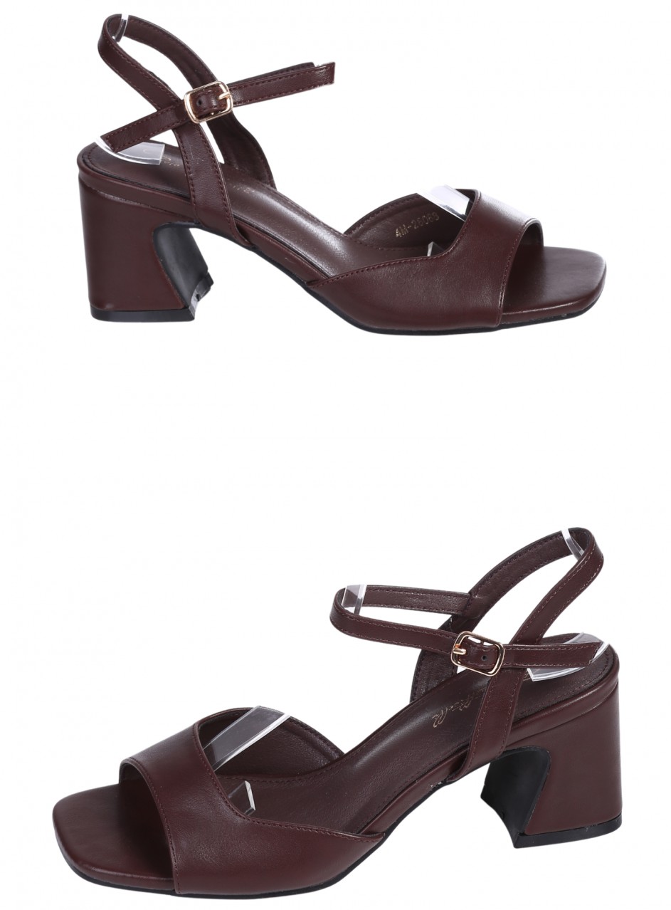 Дамски сандали, на ток, в кафяво 4M-26088 brown