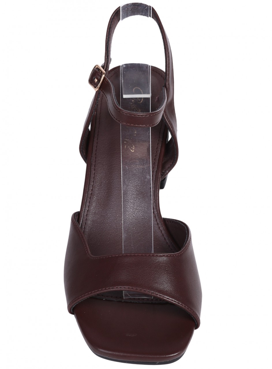 Дамски сандали, на ток, в кафяво 4M-26088 brown