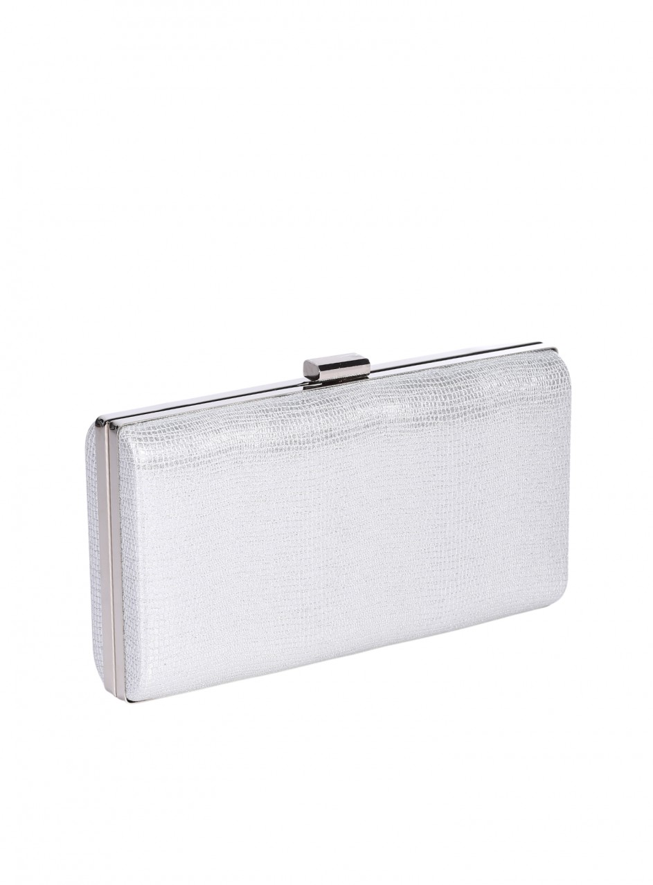 Елегантна дамска чанта, в цвят шампанско 9AG-26143 silver pu