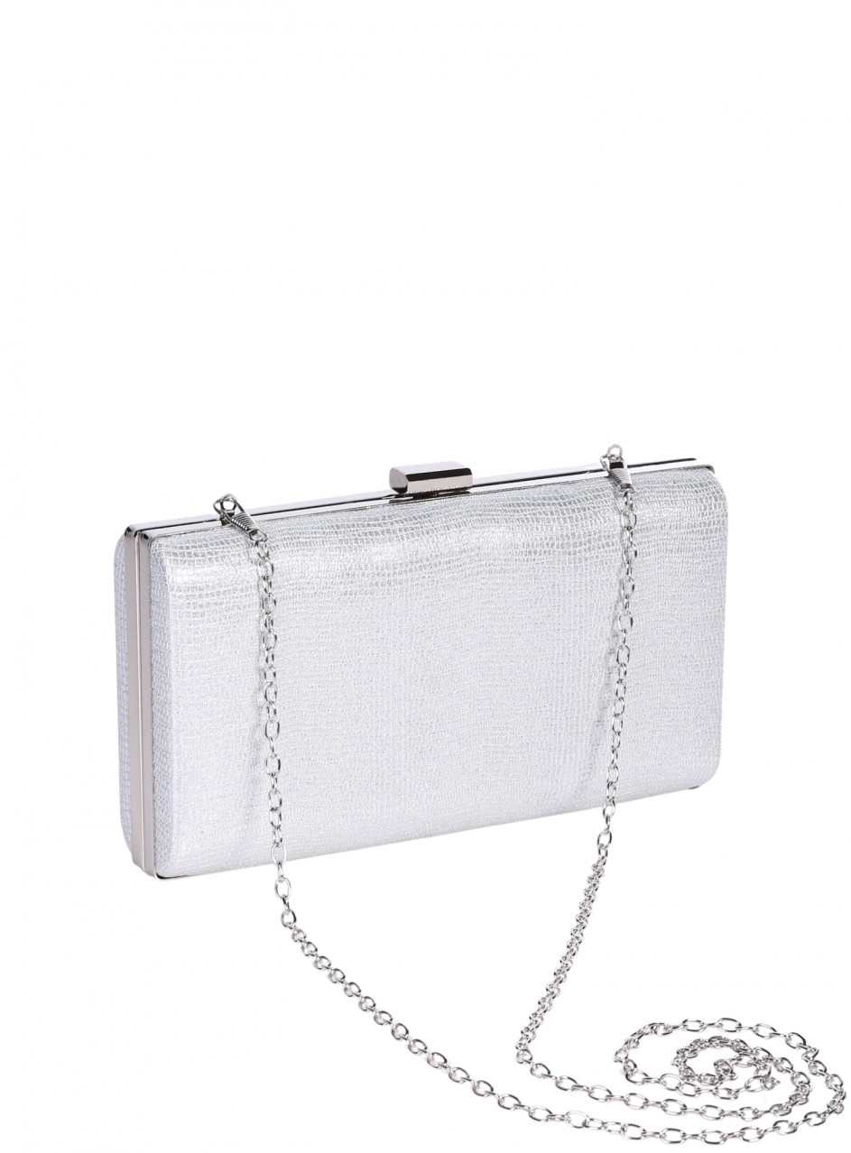 Елегантна дамска чанта, в цвят шампанско 9AG-26143 silver pu