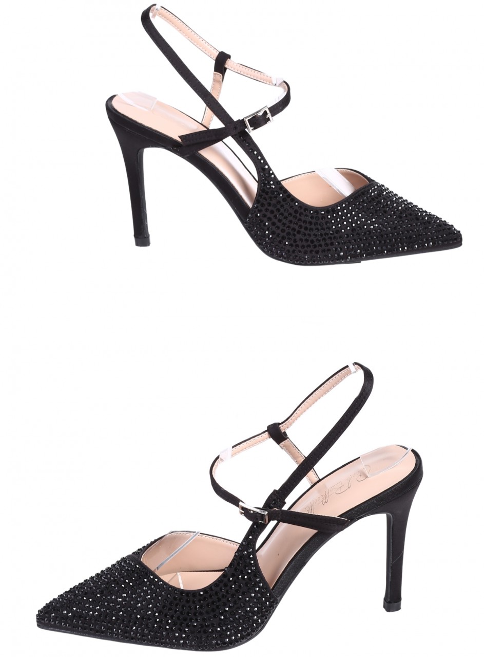 Елегантни дамски обувки на ток в черно 3C-26039 black 