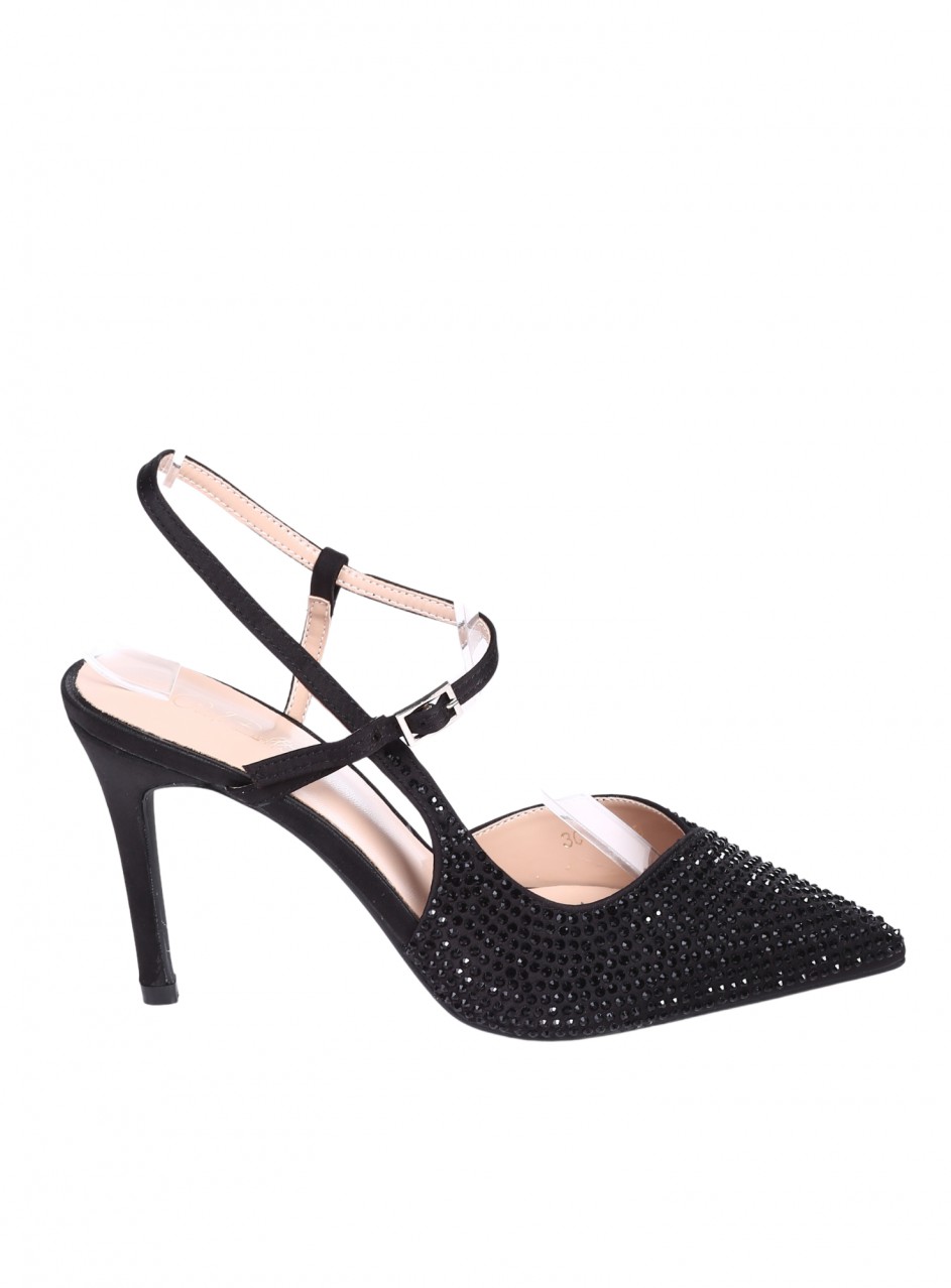 Елегантни дамски обувки на ток в черно 3C-26039 black 