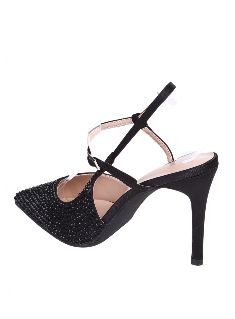 Елегантни дамски обувки на ток в черно 3C-26039 black 