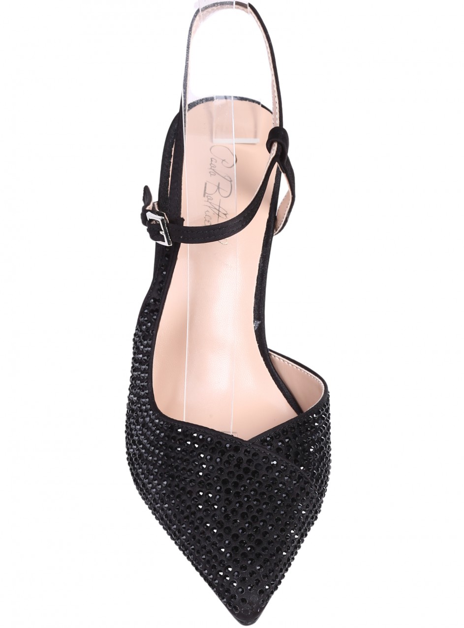 Елегантни дамски обувки на ток в черно 3C-26039 black 
