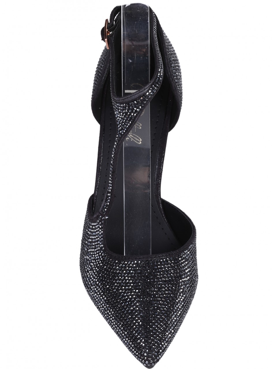 Елегантни дамски обувки на ток в черно 3C-26040 black 