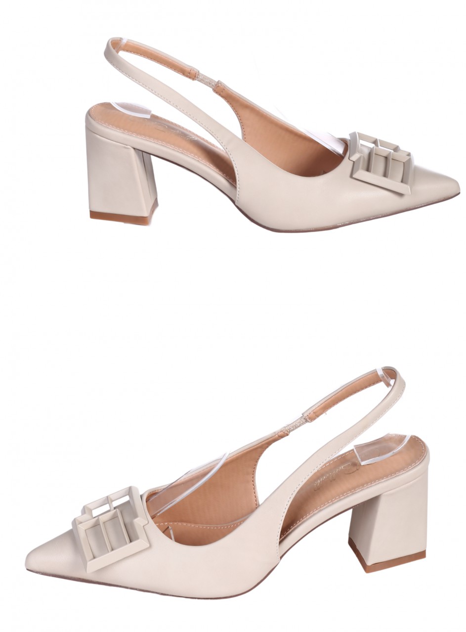 Елегантни дамски обувки в бежово 3C-26043 white/beige