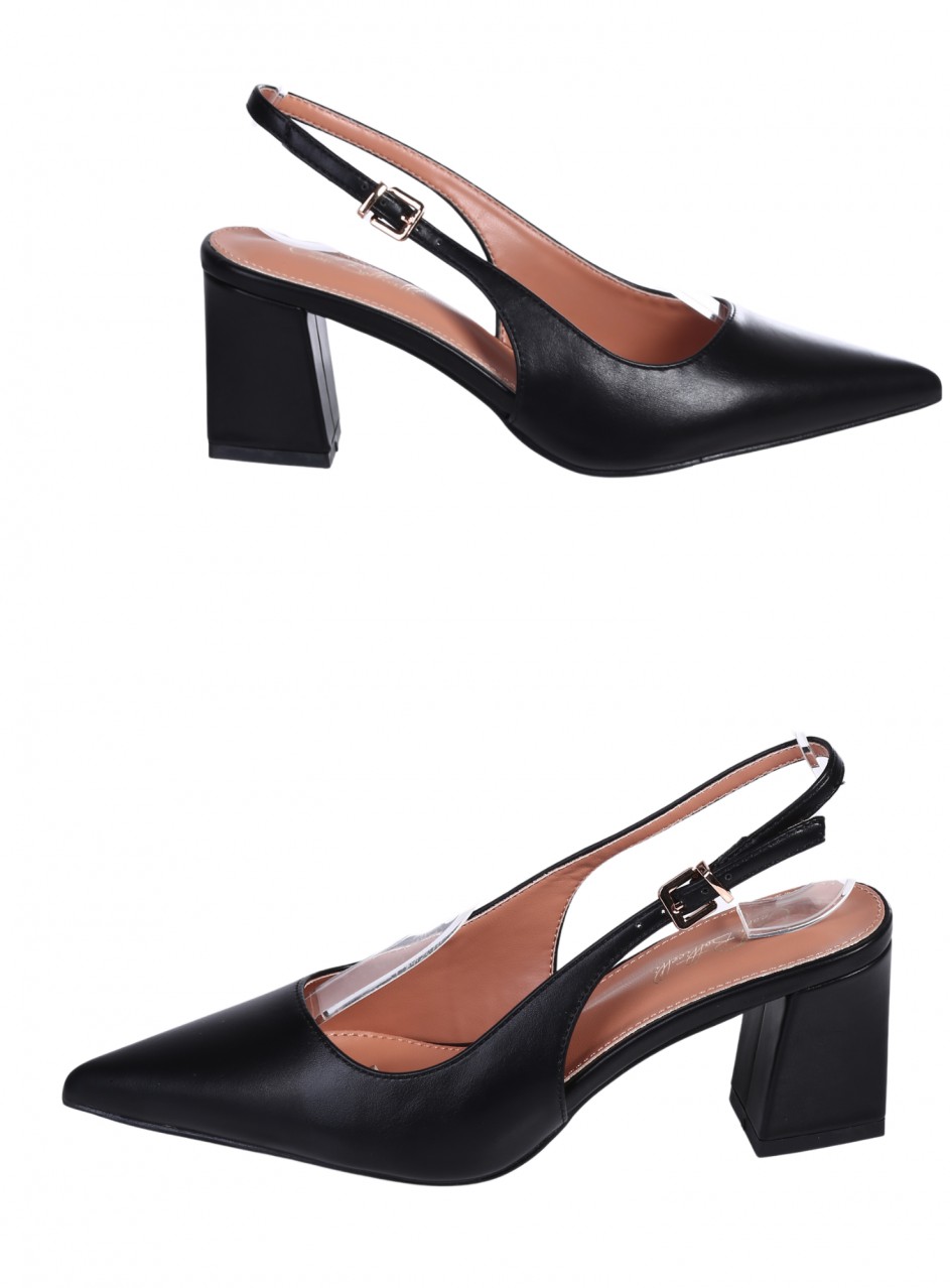 Елегантни дамски обувки на ток в черно 3C-26047 black 