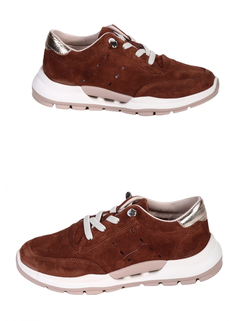 Ежедневни дамски обувки от естествен велур  3AT-26313 brown