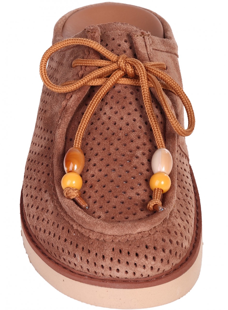 Ежедневни дамски чехли от естествен велур в бежово 5AT-26319 beige