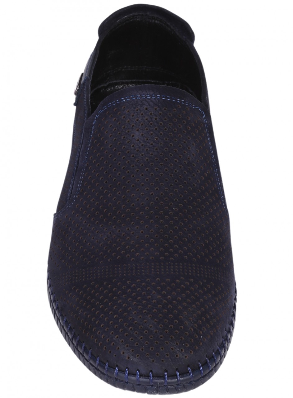 Ежедневни мъжки обувки, с перфорации, от естествен набук в синьо 7AT-26315(25397) black/navy