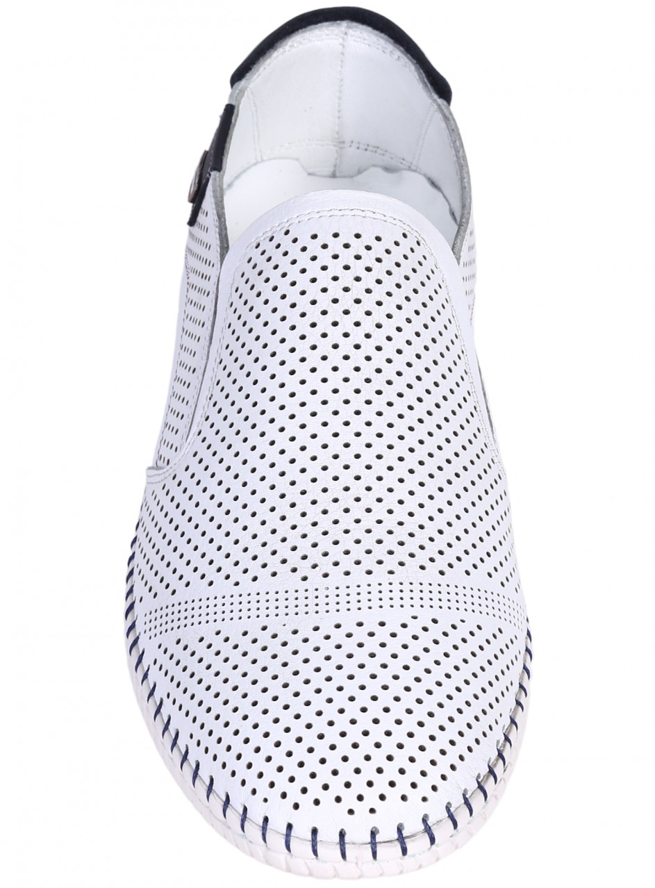 Ежедневни мъжки обувки, с перфорации, от естествена кожа в бяло 7AT-26315(25397) white