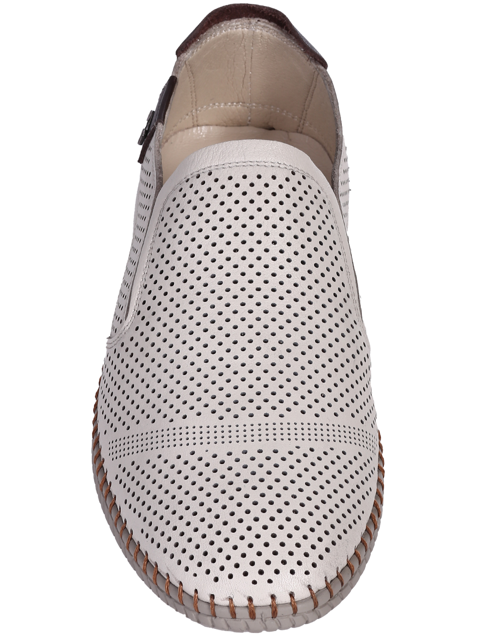 Ежедневни мъжки обувки, с перфорации, от естествена кожа в бежово 7AT-26315 beige