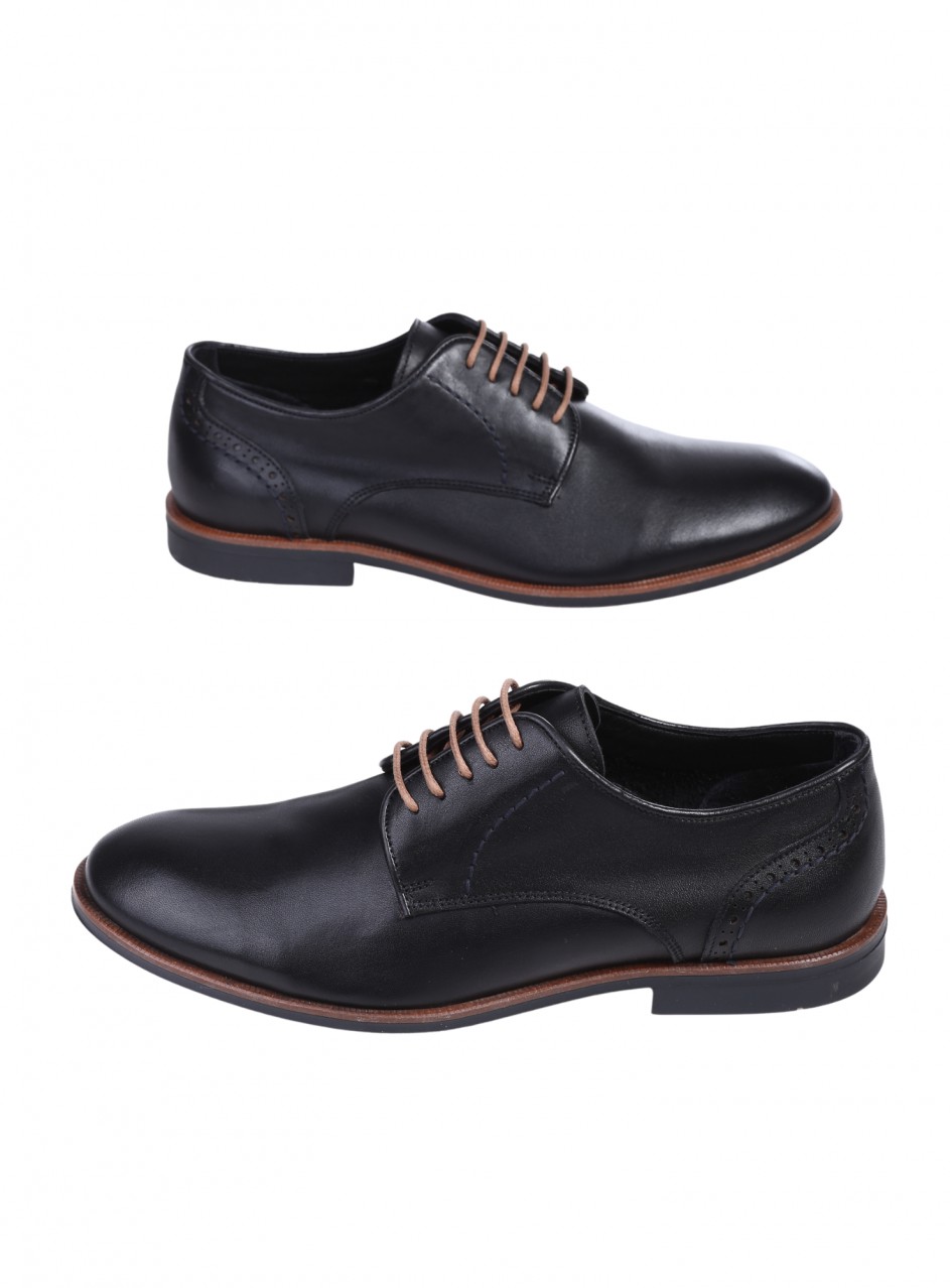 Eлегантни мъжки обувки от естесвена кожа в черно 7AT-26307 black