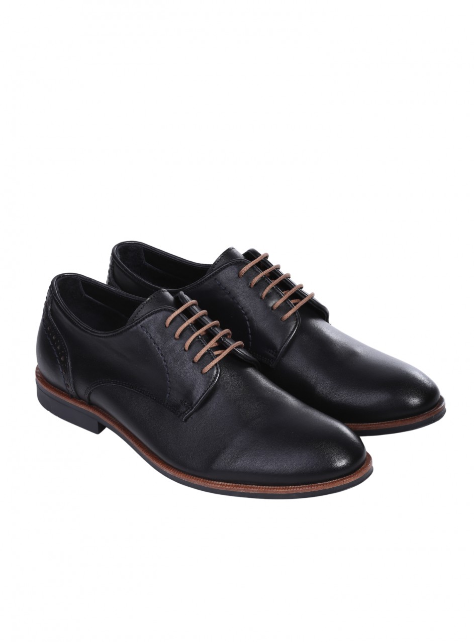 Eлегантни мъжки обувки от естесвена кожа в черно 7AT-26307 black