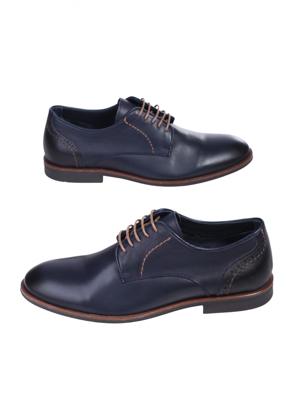 Eлегантни мъжки обувки от естесвена кожа в цвят нави 7AT-26307 navy
