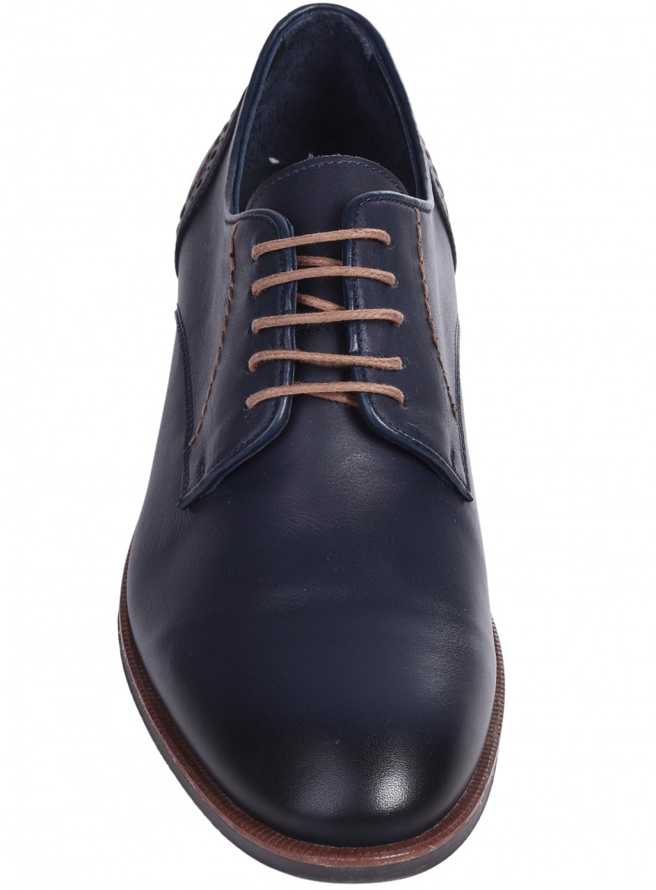 Eлегантни мъжки обувки от естесвена кожа в цвят нави 7AT-26307 navy