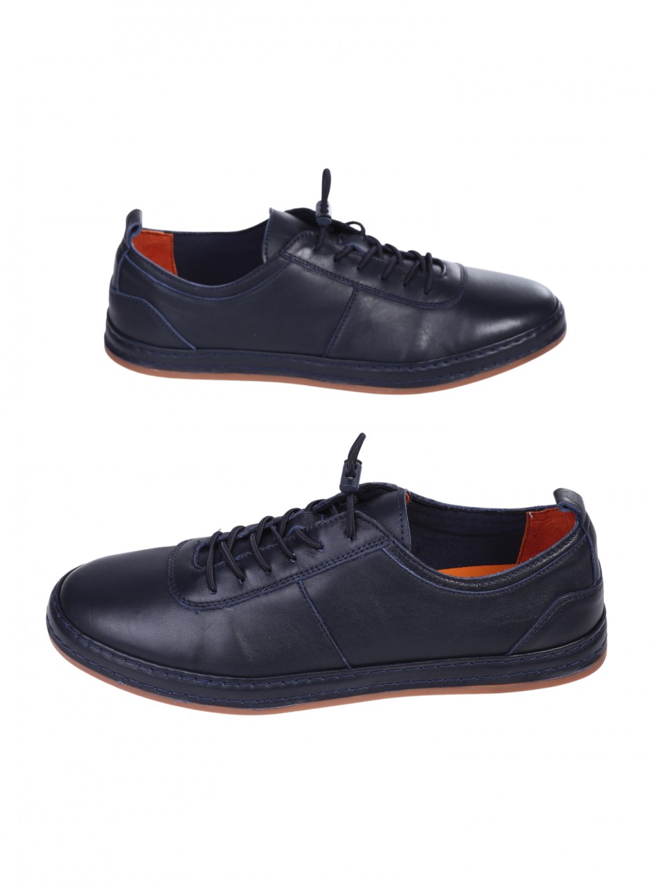 Ежедневни мъжки обувки от естествена кожа в цвят нави 7AT-26309 navy
