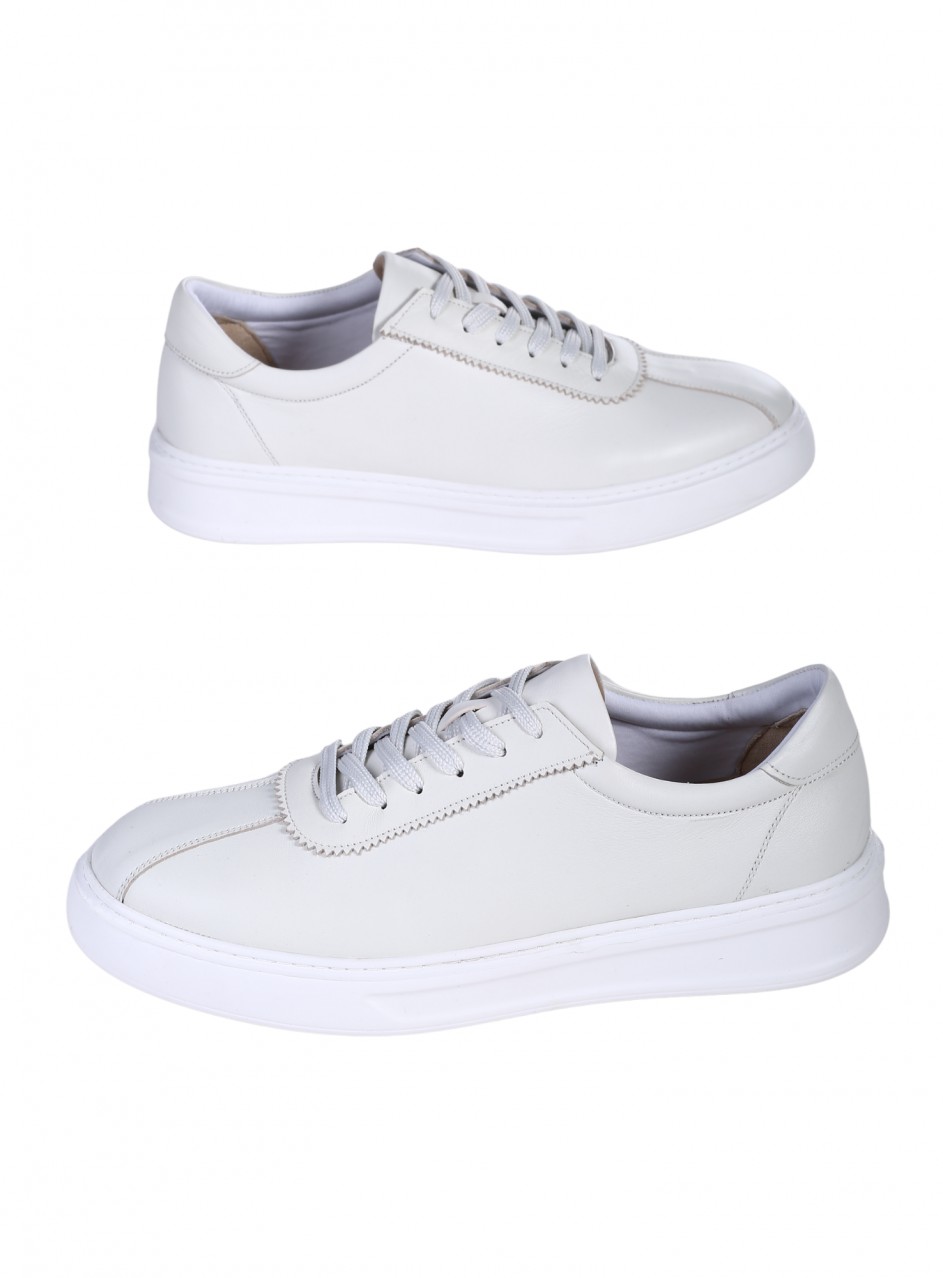 Ежедневни мъжки обувки от естествена кожа в бяло 7AT-26310 white
