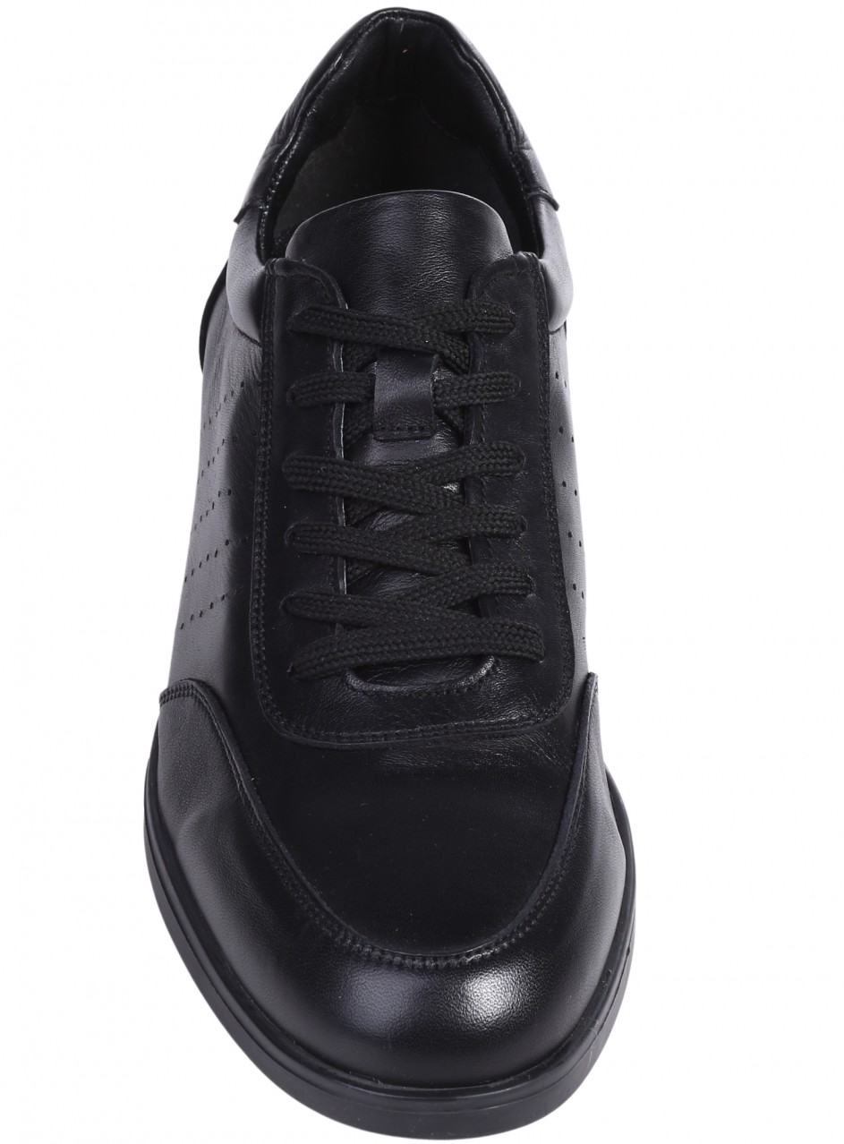 Ежедневни мъжки обувки от естествена кожа в черно 7AT-26311 black 