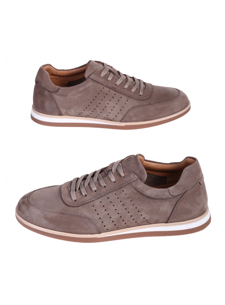 Ежедневни мъжки обувки от естествен набук в бежово 7AT-26311 vizon