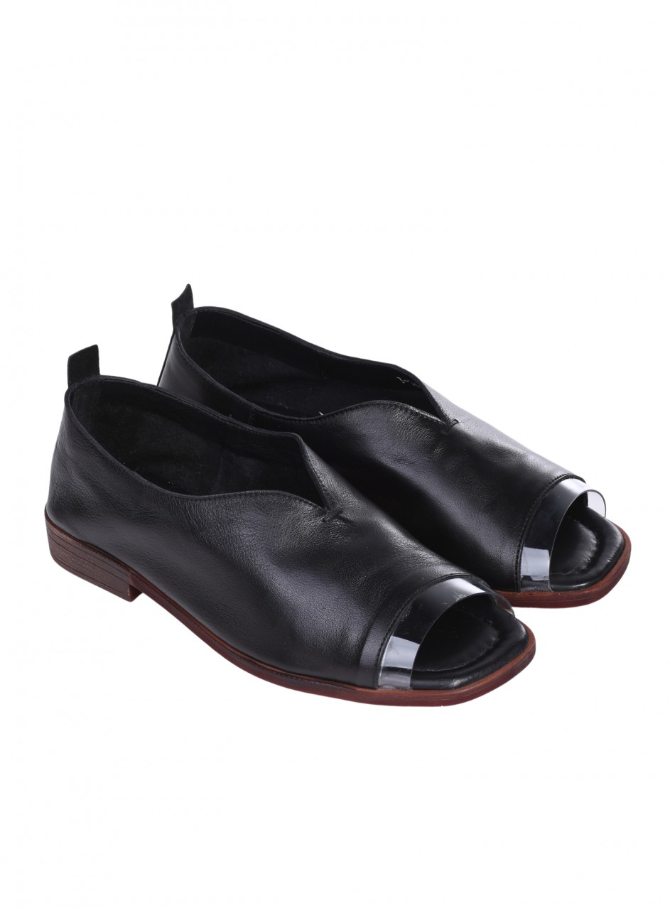 Ежедневни дамски обувки от естествена кожа в черно 3AT-26244 black