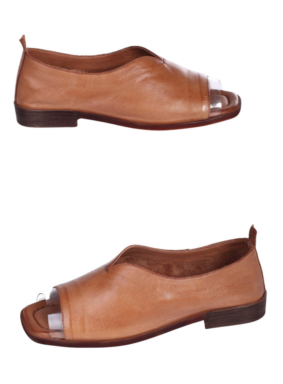 Ежедневни дамски обувки от естествена кожа в бежово 3AT-26244 beige