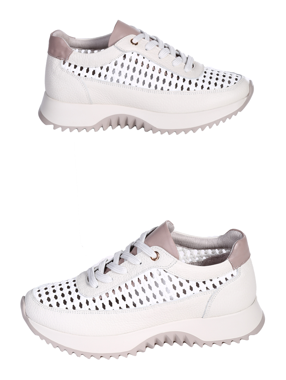 Ежедневни дамски обувки, от естествена кожа в бежов/бял цвят 3AT-26246 off white