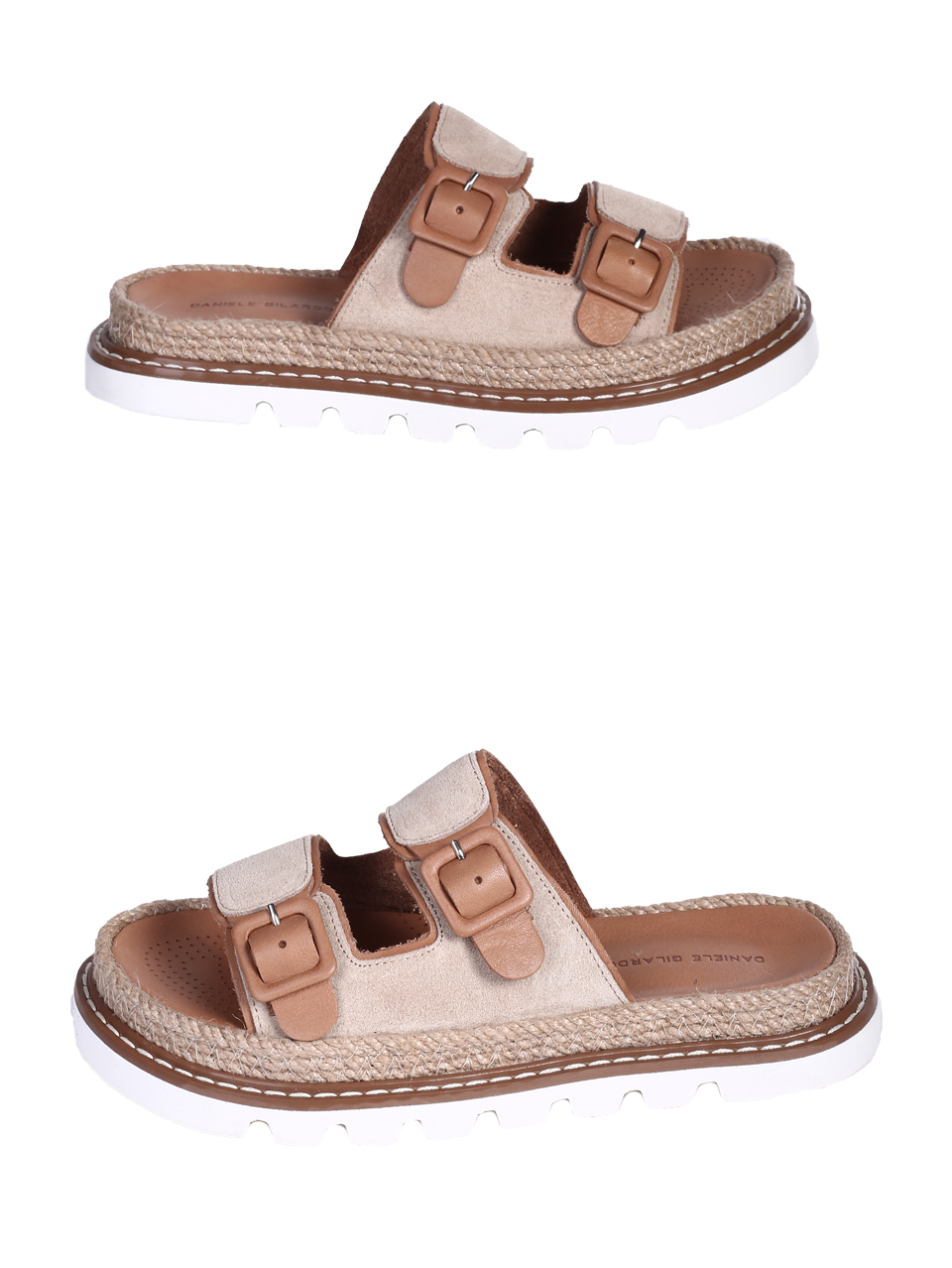 Ежедневни дамски чехли от естествен велур в бежово 5AT-26247 beige